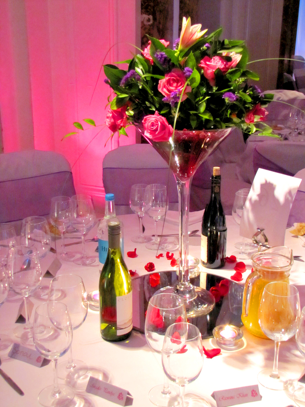 Tall Martini Vase w Flower Display